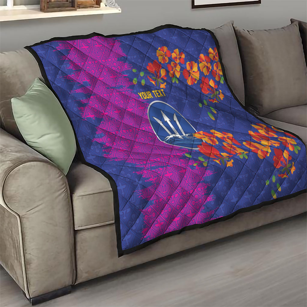 Custom Women’s Cricket Barbados Floral Series Quilt Blue Pink Pride of Barbados
