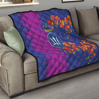 Custom Women’s Cricket Barbados Floral Series Quilt Blue Pink Pride of Barbados