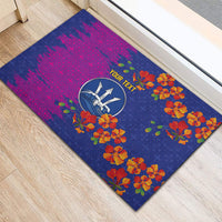 Custom Women’s Cricket Barbados Floral Series Rubber Doormat Blue Pink Pride of Barbados