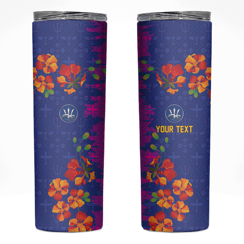 Custom Women’s Cricket Barbados Floral Series Skinny Tumbler Blue Pink Pride of Barbados