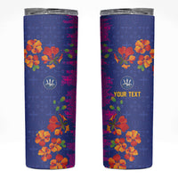 Custom Women’s Cricket Barbados Floral Series Skinny Tumbler Blue Pink Pride of Barbados
