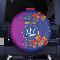 Custom Women’s Cricket Barbados Floral Series Spare Tire Cover Blue Pink Pride of Barbados
