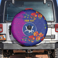 Custom Women’s Cricket Barbados Floral Series Spare Tire Cover Blue Pink Pride of Barbados