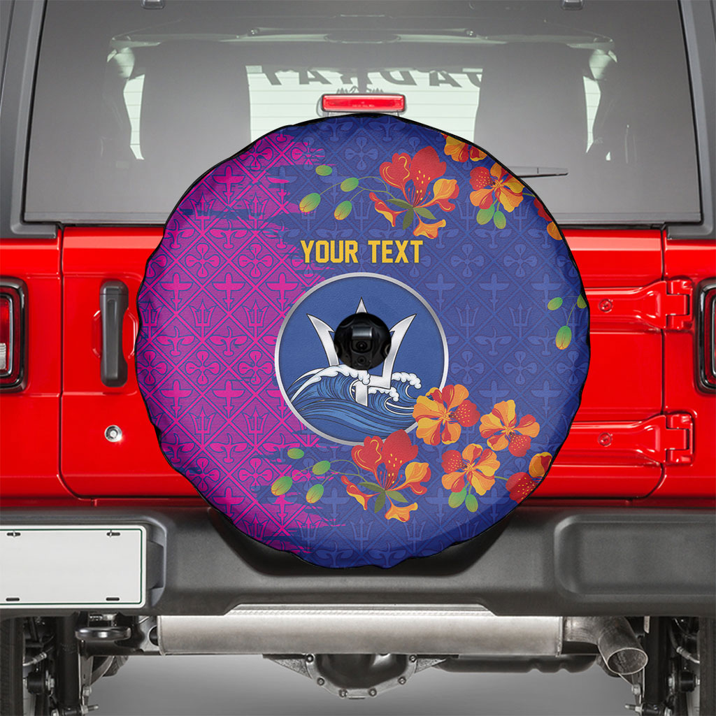 Custom Women’s Cricket Barbados Floral Series Spare Tire Cover Blue Pink Pride of Barbados