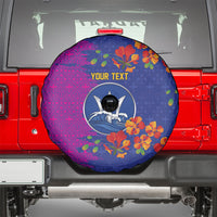 Custom Women’s Cricket Barbados Floral Series Spare Tire Cover Blue Pink Pride of Barbados