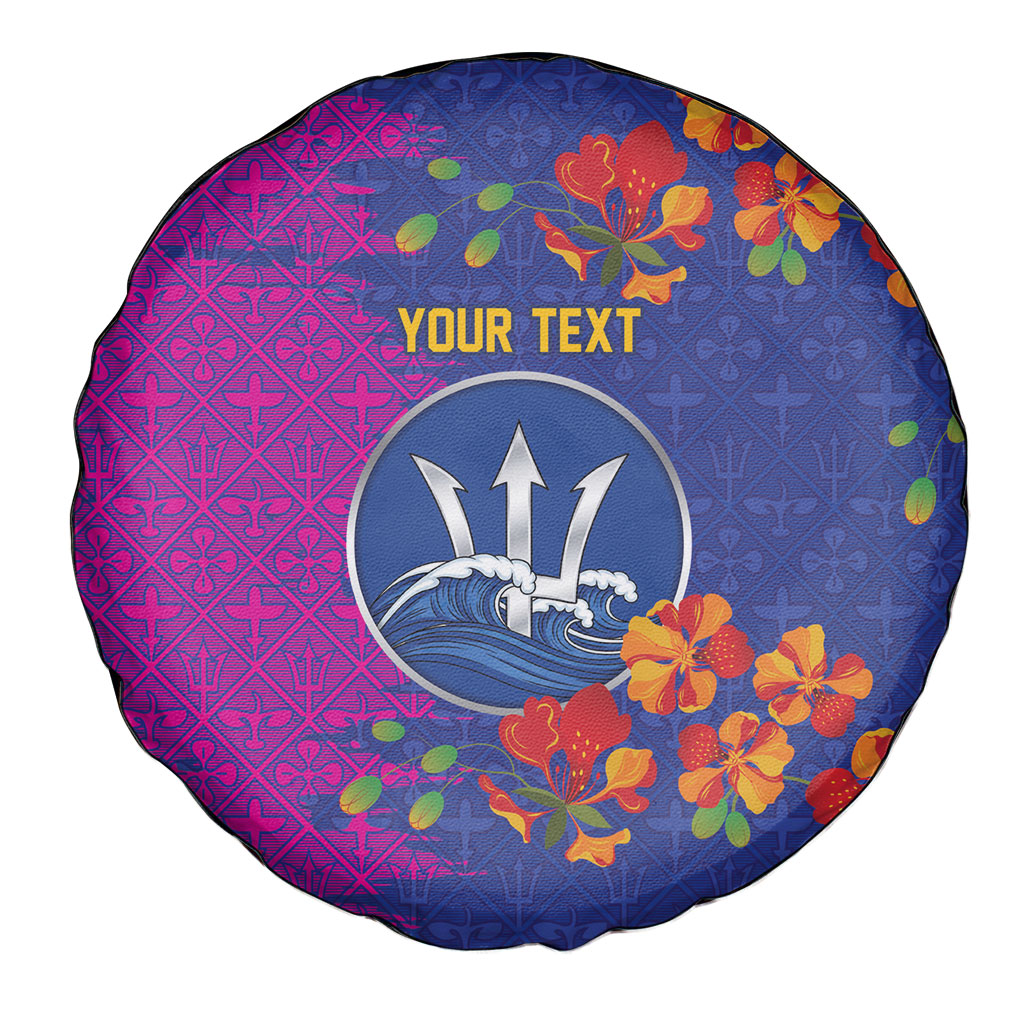Custom Women’s Cricket Barbados Floral Series Spare Tire Cover Blue Pink Pride of Barbados