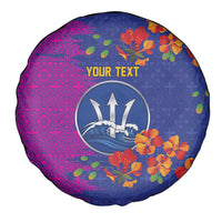 Custom Women’s Cricket Barbados Floral Series Spare Tire Cover Blue Pink Pride of Barbados