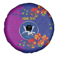 Custom Women’s Cricket Barbados Floral Series Spare Tire Cover Blue Pink Pride of Barbados