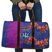 Custom Women’s Cricket Barbados Floral Series Travel Bag Blue Pink Pride of Barbados