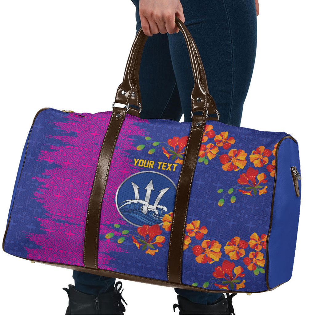 Custom Women’s Cricket Barbados Floral Series Travel Bag Blue Pink Pride of Barbados