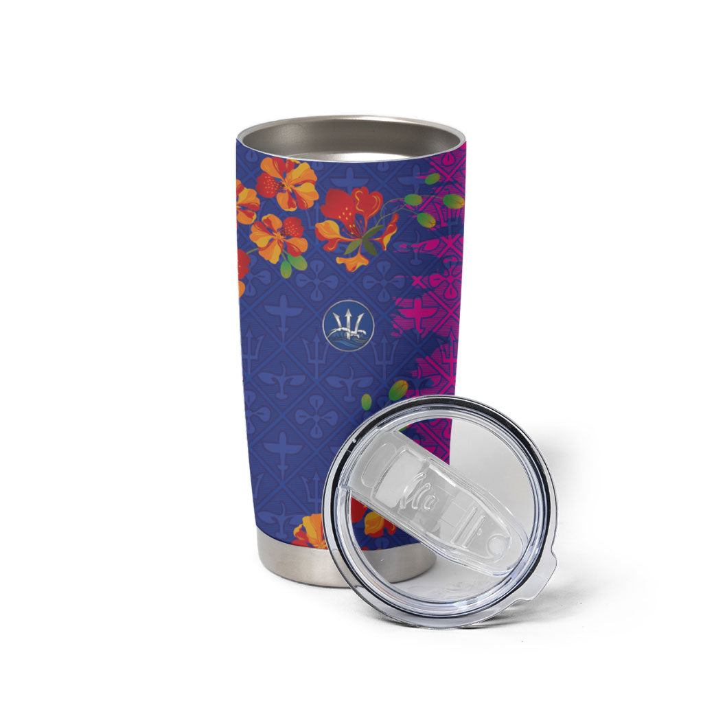 Custom Women’s Cricket Barbados Floral Series Tumbler Cup Blue Pink Pride of Barbados