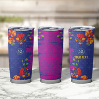 Custom Women’s Cricket Barbados Floral Series Tumbler Cup Blue Pink Pride of Barbados