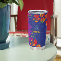 Custom Women’s Cricket Barbados Floral Series Tumbler Cup Blue Pink Pride of Barbados