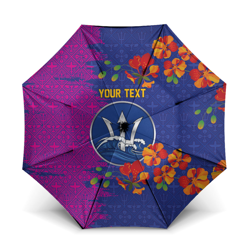 Custom Women’s Cricket Barbados Floral Series Umbrella Blue Pink Pride of Barbados