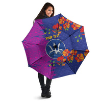 Custom Women’s Cricket Barbados Floral Series Umbrella Blue Pink Pride of Barbados