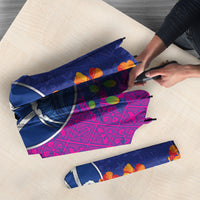 Custom Women’s Cricket Barbados Floral Series Umbrella Blue Pink Pride of Barbados