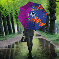 Custom Women’s Cricket Barbados Floral Series Umbrella Blue Pink Pride of Barbados