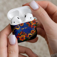 Custom Women’s Cricket Barbados Floral Series AirPods Case Royal Blue Pride of Barbados
