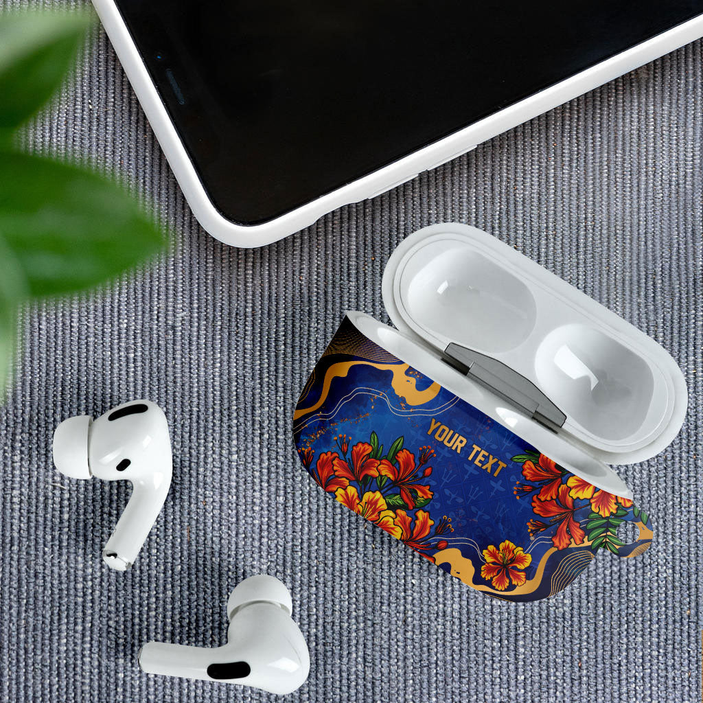 Custom Women’s Cricket Barbados Floral Series AirPods Case Royal Blue Pride of Barbados