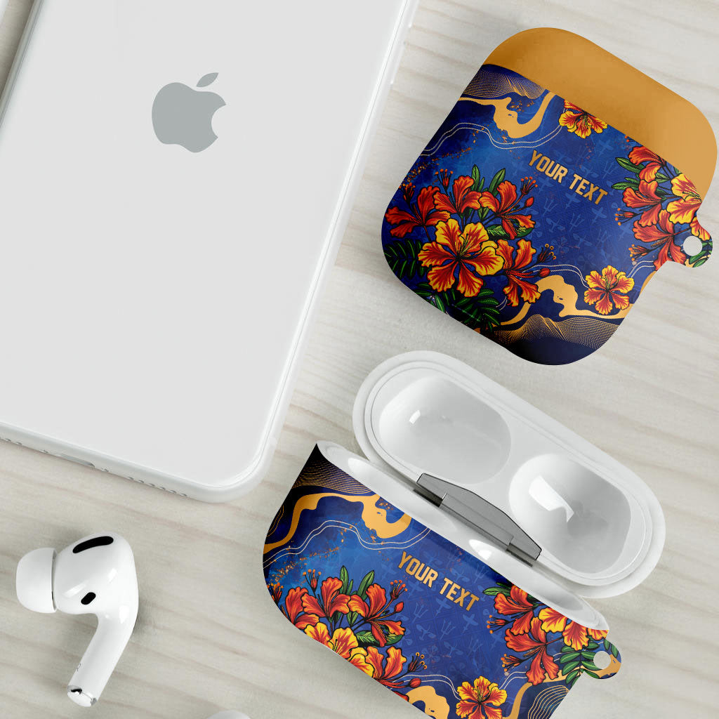 Custom Women’s Cricket Barbados Floral Series AirPods Case Royal Blue Pride of Barbados