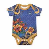 Custom Women’s Cricket Barbados Floral Series Baby Onesie Royal Blue Pride of Barbados