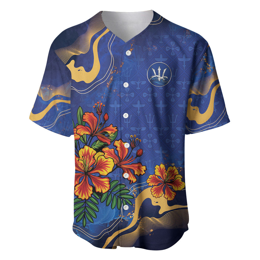 Custom Women’s Cricket Barbados Floral Series Baseball Jersey Royal Blue Pride of Barbados