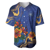 Custom Women’s Cricket Barbados Floral Series Baseball Jersey Royal Blue Pride of Barbados