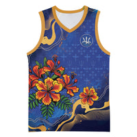 Custom Women’s Cricket Barbados Floral Series Basketball Jersey Royal Blue Pride of Barbados