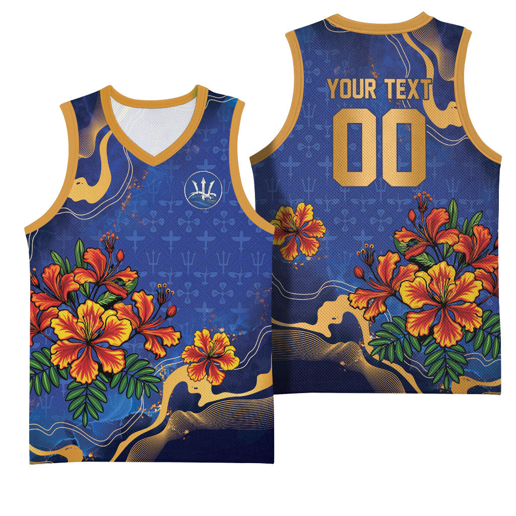Custom Women’s Cricket Barbados Floral Series Basketball Jersey Royal Blue Pride of Barbados