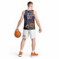 Custom Women’s Cricket Barbados Floral Series Basketball Jersey Royal Blue Pride of Barbados