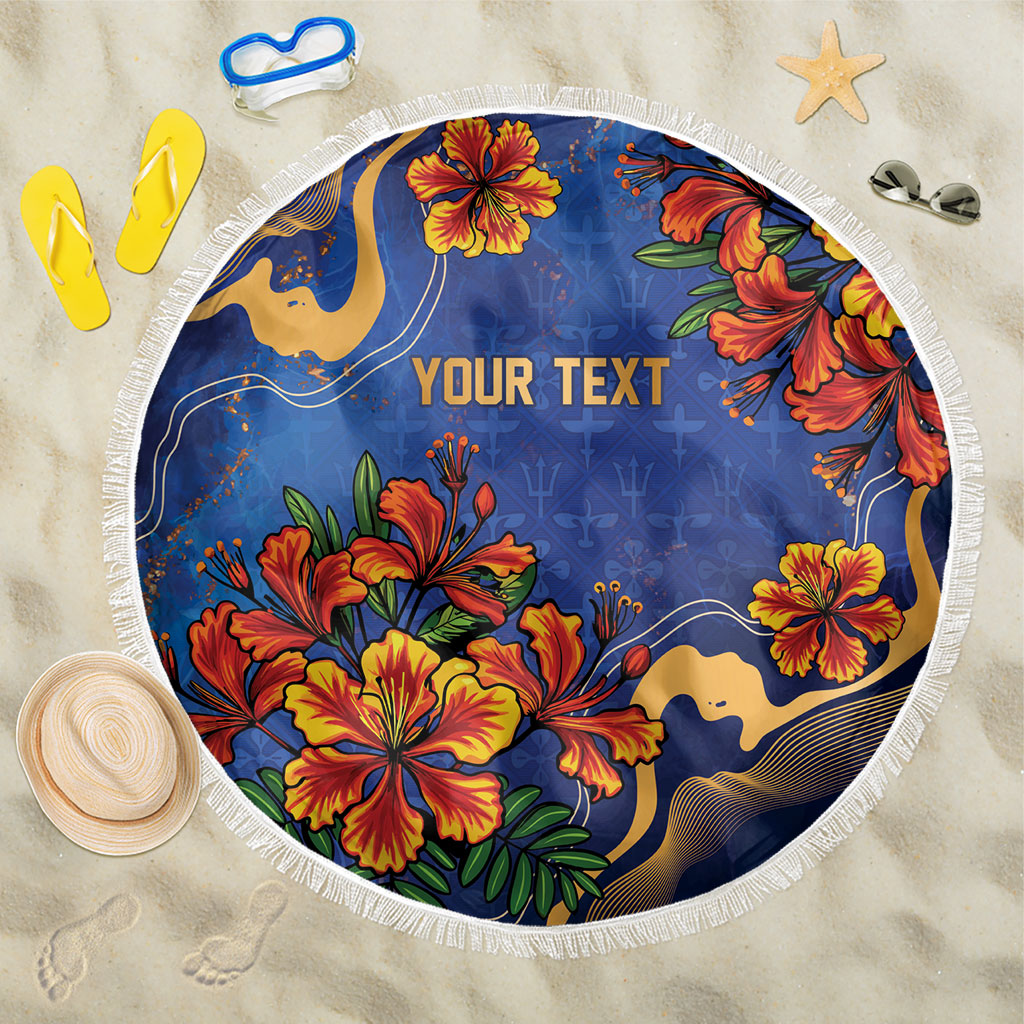 Custom Women’s Cricket Barbados Floral Series Beach Blanket Royal Blue Pride of Barbados