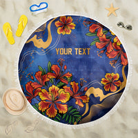 Custom Women’s Cricket Barbados Floral Series Beach Blanket Royal Blue Pride of Barbados