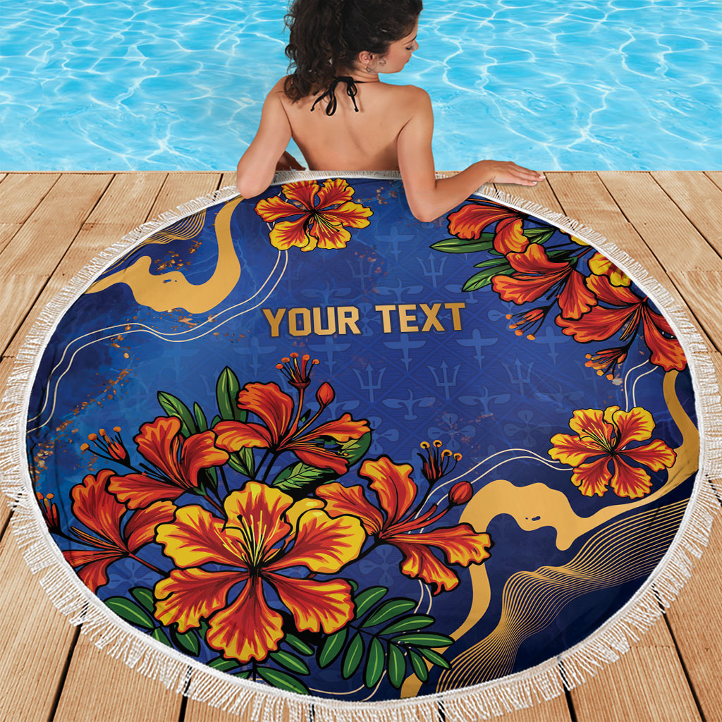 Custom Women’s Cricket Barbados Floral Series Beach Blanket Royal Blue Pride of Barbados