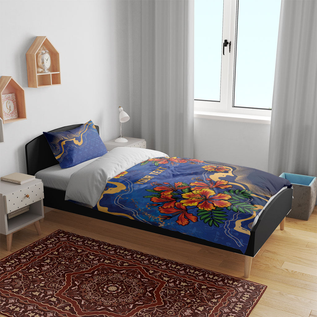 Custom Women’s Cricket Barbados Floral Series Bedding Set Royal Blue Pride of Barbados