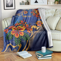 Custom Women’s Cricket Barbados Floral Series Blanket Royal Blue Pride of Barbados