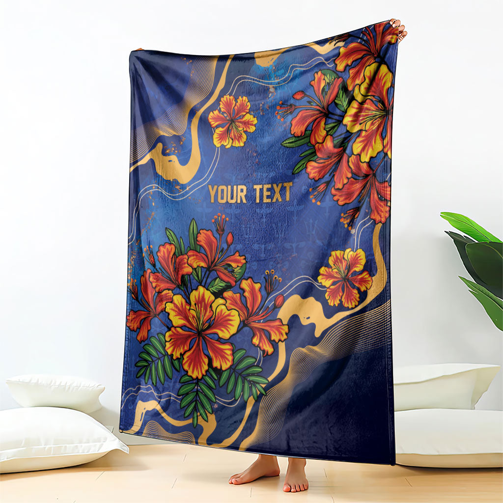 Custom Women’s Cricket Barbados Floral Series Blanket Royal Blue Pride of Barbados