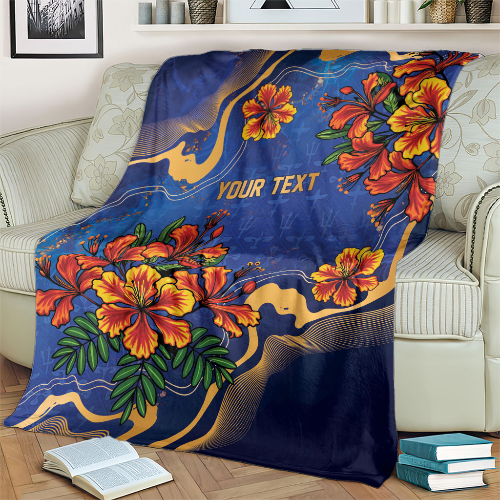 Custom Women’s Cricket Barbados Floral Series Blanket Royal Blue Pride of Barbados