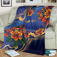 Custom Women’s Cricket Barbados Floral Series Blanket Royal Blue Pride of Barbados