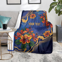 Custom Women’s Cricket Barbados Floral Series Blanket Royal Blue Pride of Barbados