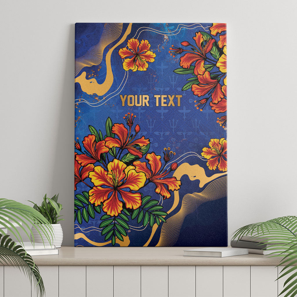 Custom Women’s Cricket Barbados Floral Series Canvas Wall Art Royal Blue Pride of Barbados