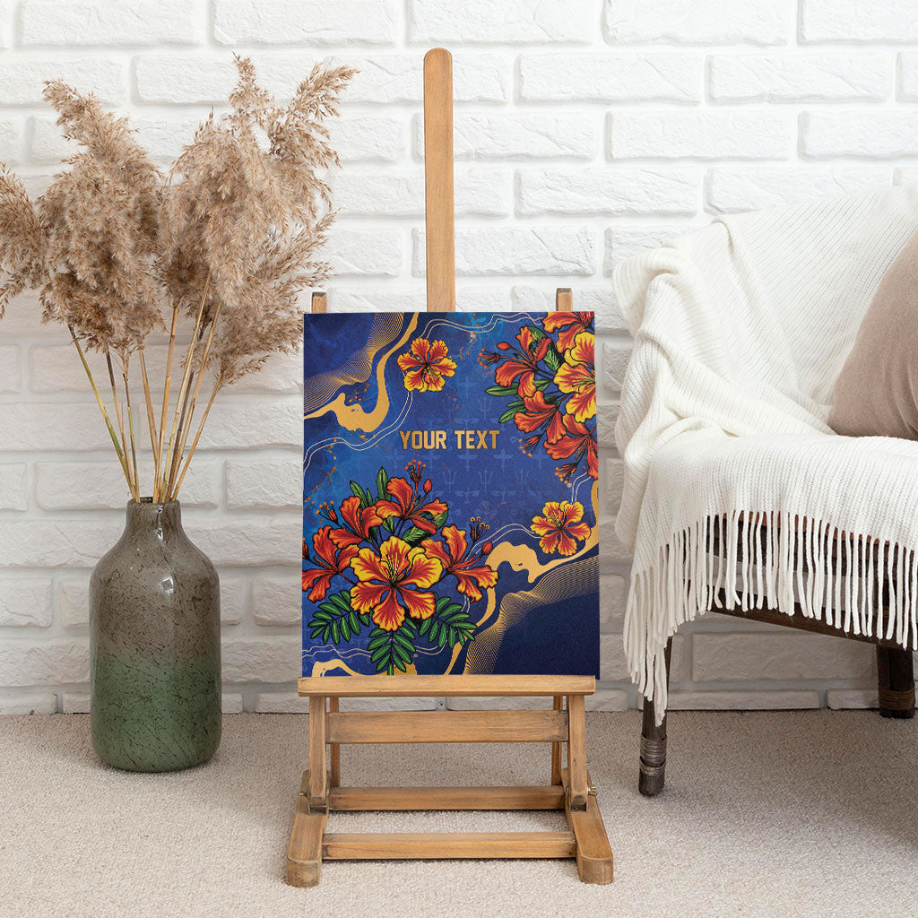 Custom Women’s Cricket Barbados Floral Series Canvas Wall Art Royal Blue Pride of Barbados