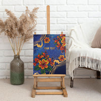 Custom Women’s Cricket Barbados Floral Series Canvas Wall Art Royal Blue Pride of Barbados