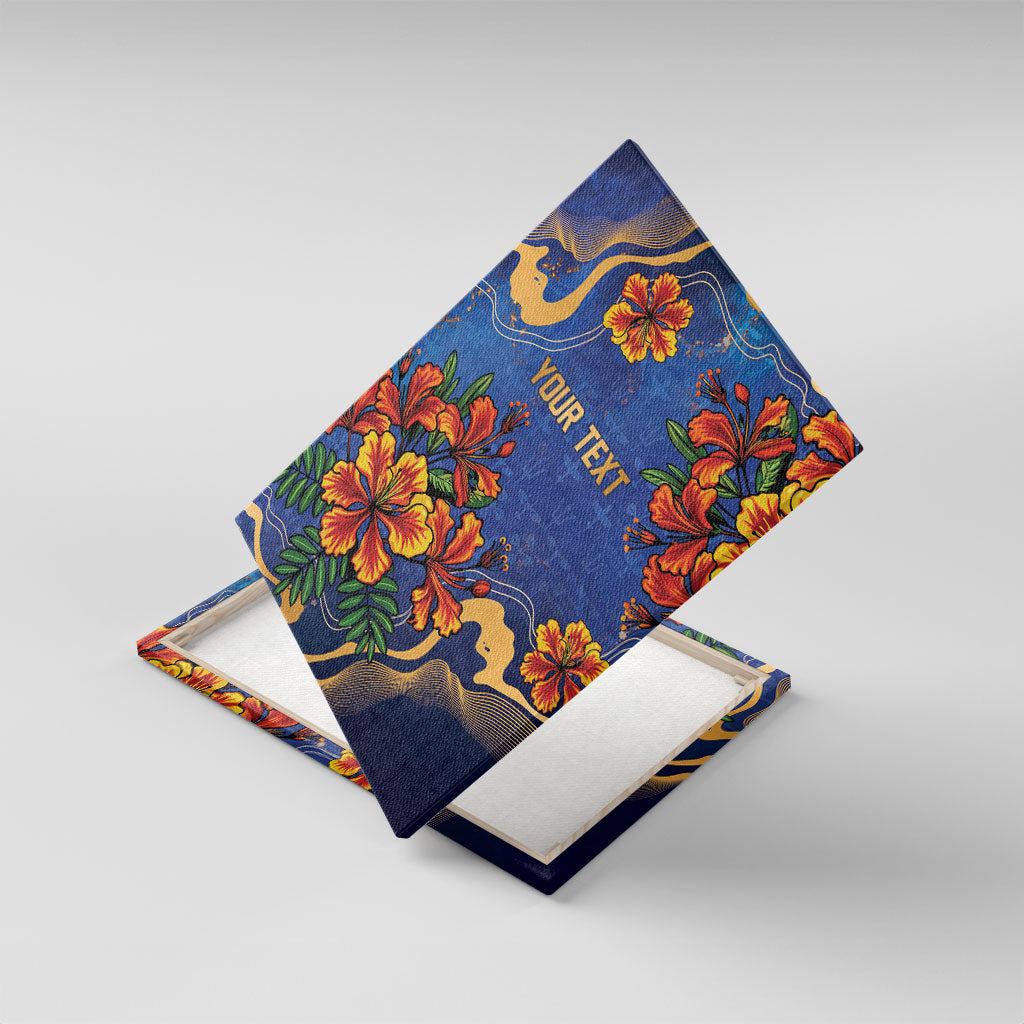 Custom Women’s Cricket Barbados Floral Series Canvas Wall Art Royal Blue Pride of Barbados
