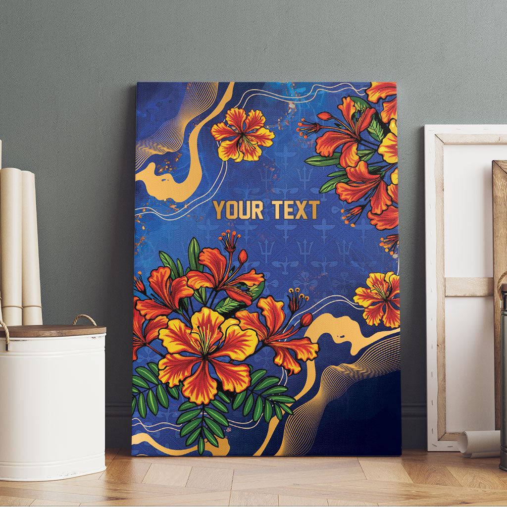 Custom Women’s Cricket Barbados Floral Series Canvas Wall Art Royal Blue Pride of Barbados