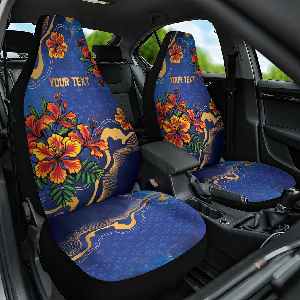 Custom Women’s Cricket Barbados Floral Series Car Seat Cover Royal Blue Pride of Barbados