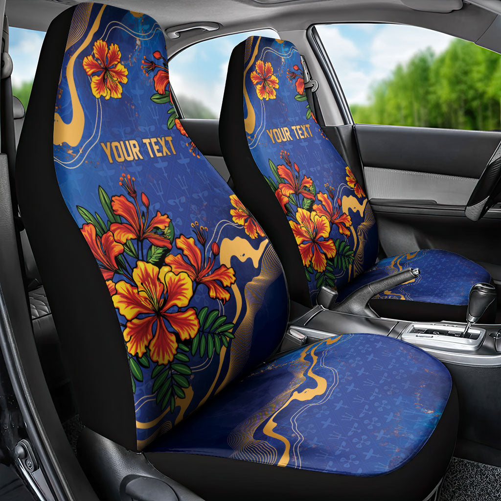 Custom Women’s Cricket Barbados Floral Series Car Seat Cover Royal Blue Pride of Barbados