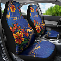 Custom Women’s Cricket Barbados Floral Series Car Seat Cover Royal Blue Pride of Barbados