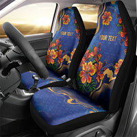 Custom Women’s Cricket Barbados Floral Series Car Seat Cover Royal Blue Pride of Barbados