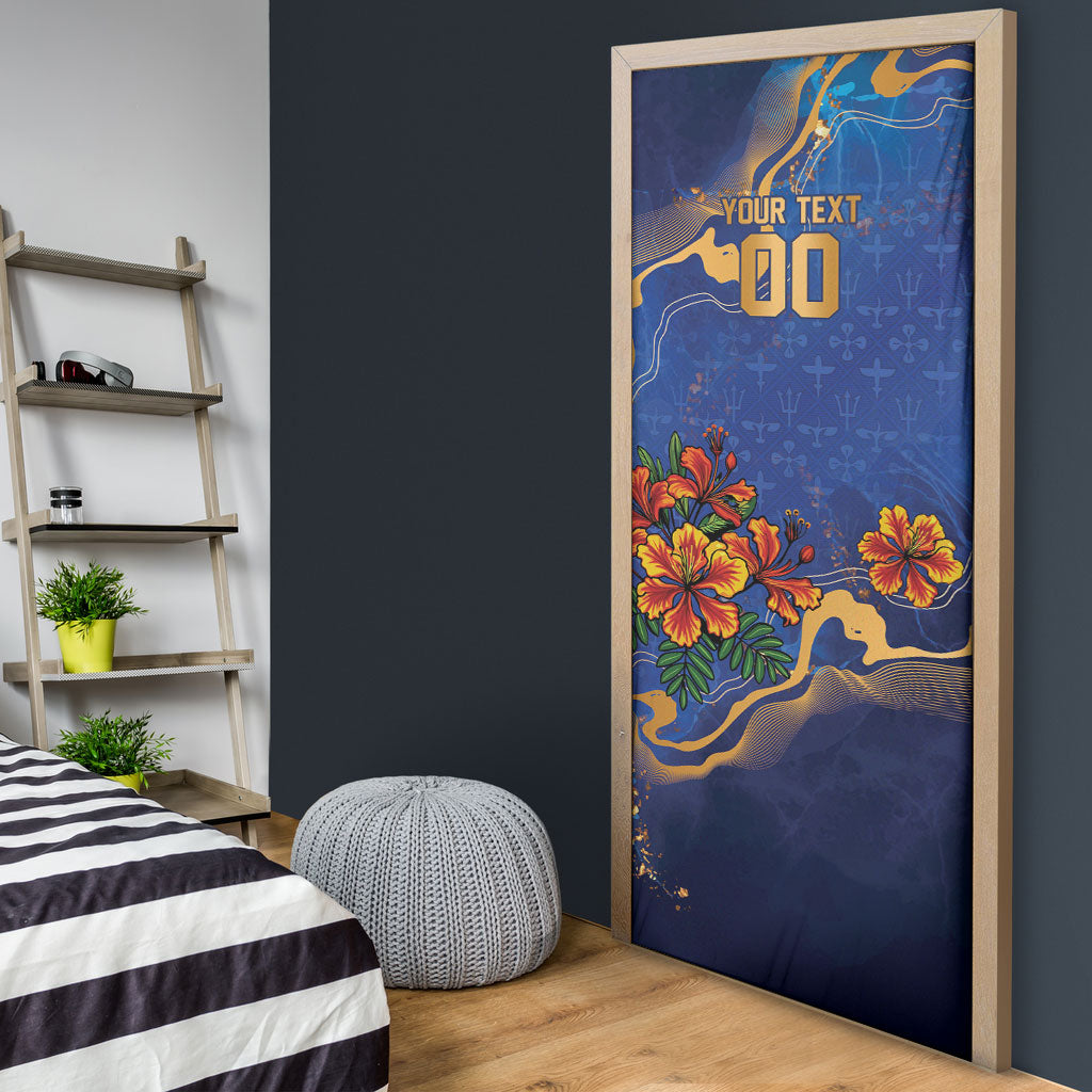 Custom Women’s Cricket Barbados Floral Series Door Cover Royal Blue Pride of Barbados