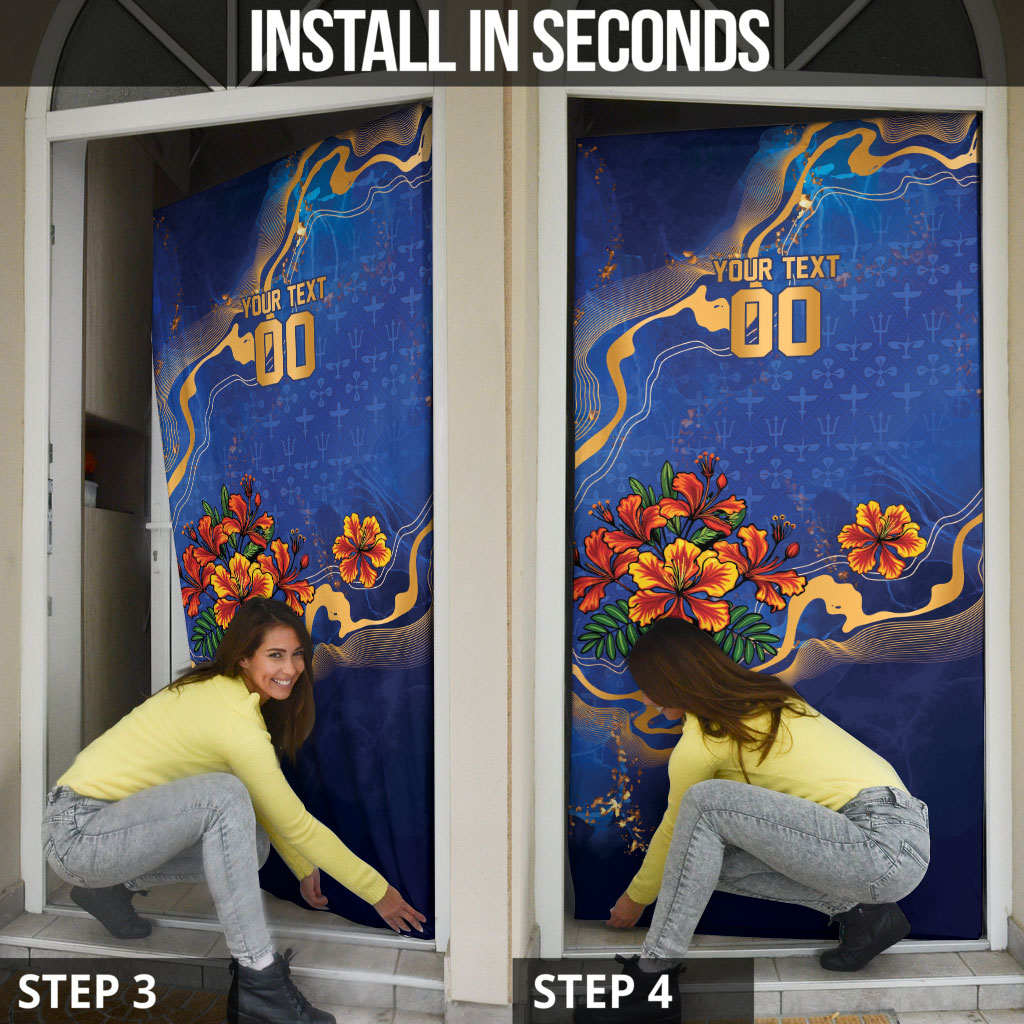 Custom Women’s Cricket Barbados Floral Series Door Cover Royal Blue Pride of Barbados